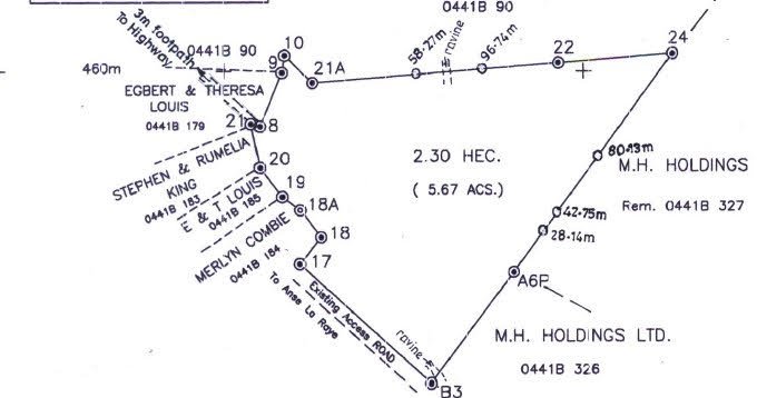 Survey of Land for sale in Anse La Raye