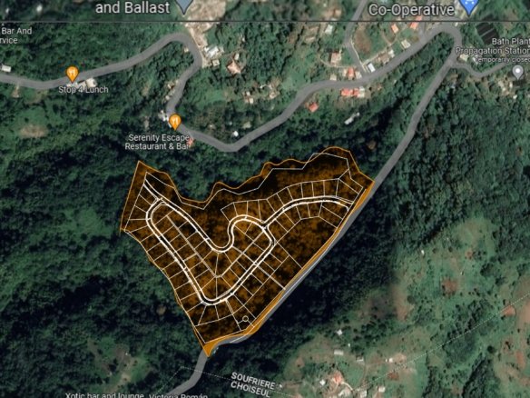Satellite view of 23 Acres of Land for Sale in Soufriere