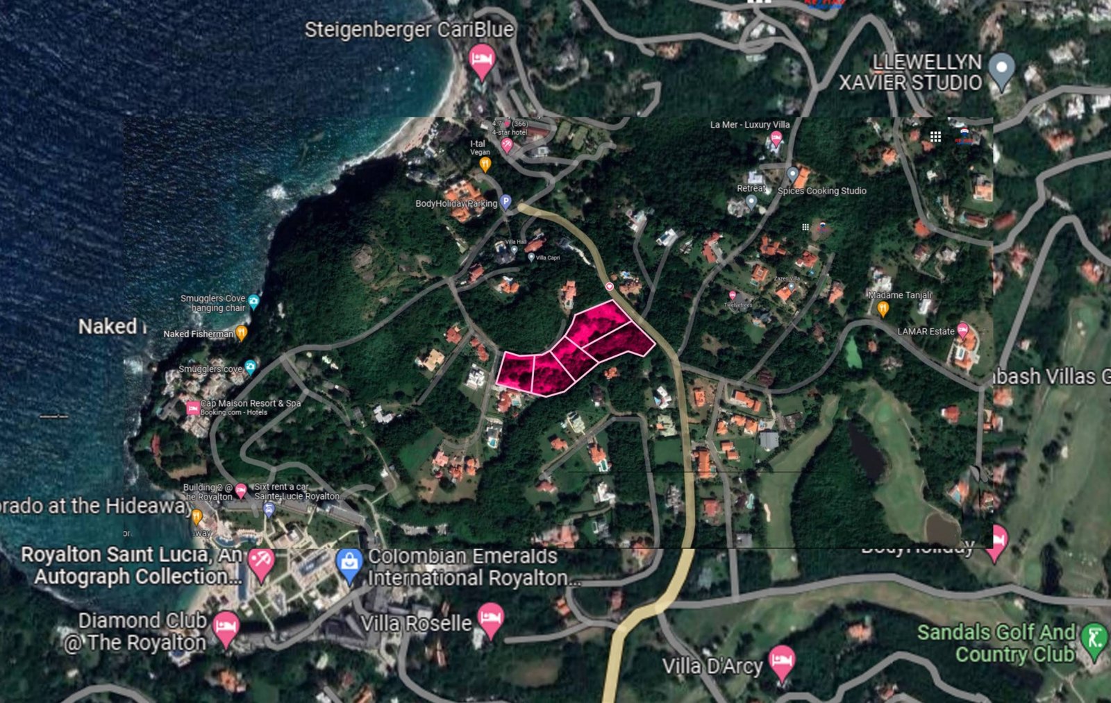 Satellite view of Cap Estate Lots for Sale