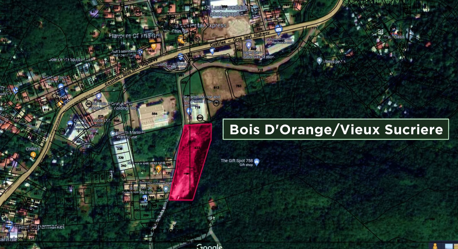 Satellite view of Commercial Property for Sale in Bois D'orange