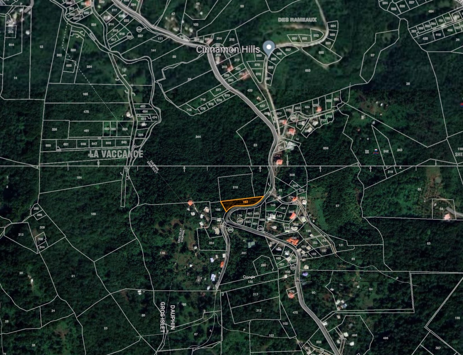 Satellite view of Land For Sale In River Mitant, Dauphin, Saint Lucia