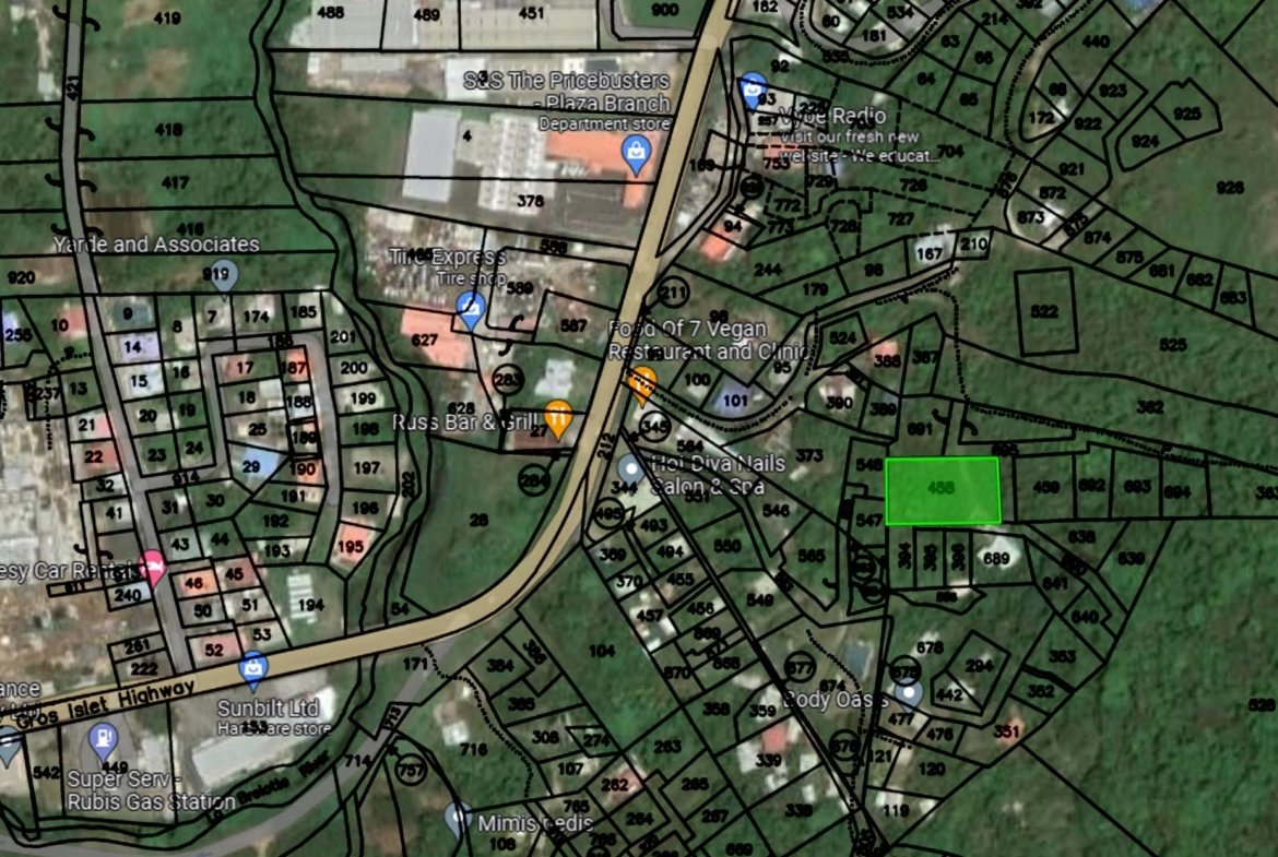 Satellite view of Land For Sale Overlooking Bois D'Orange, Gros Islet