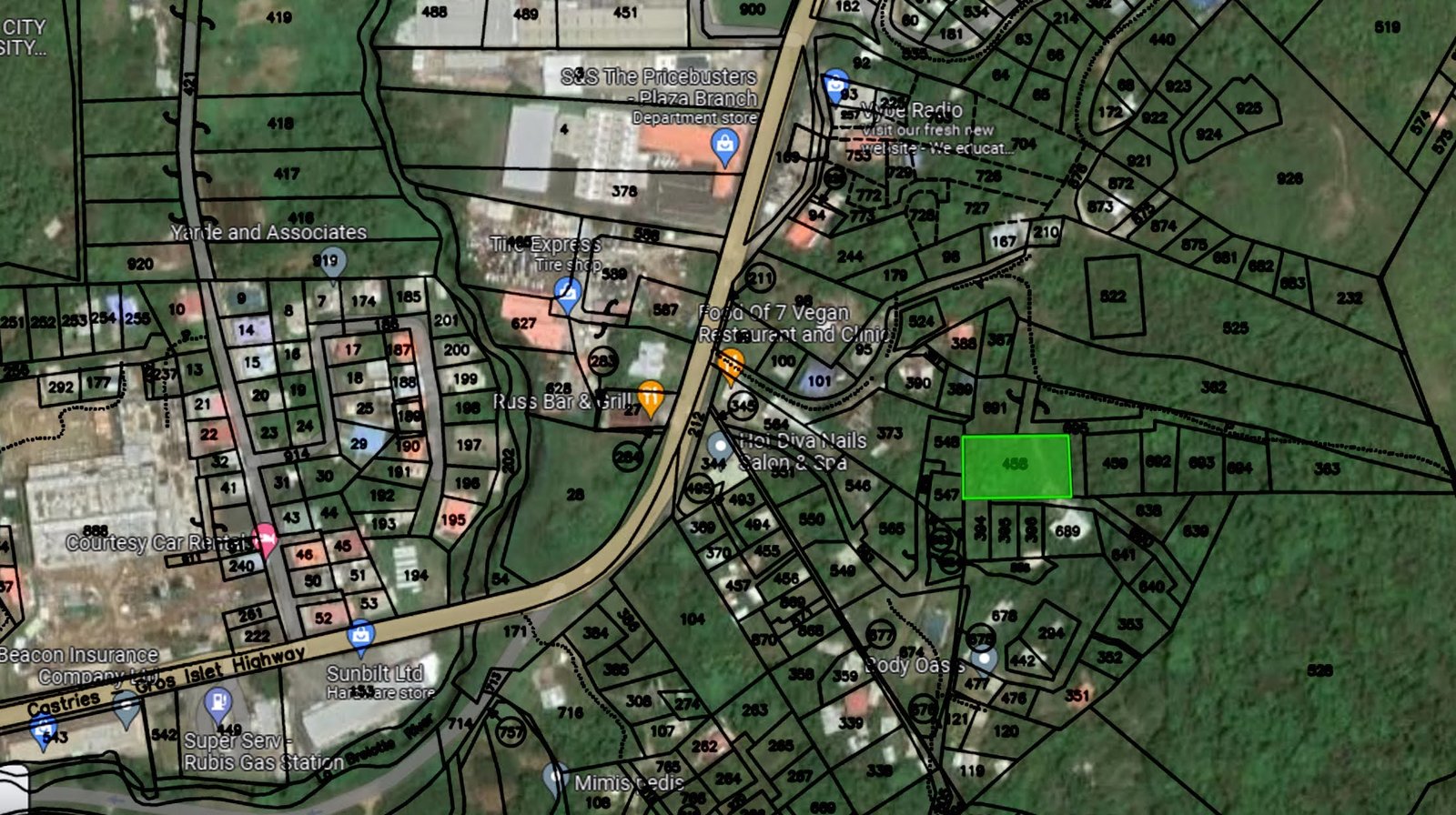 Satellite view of Land For Sale Overlooking Bois D'Orange, Gros Islet