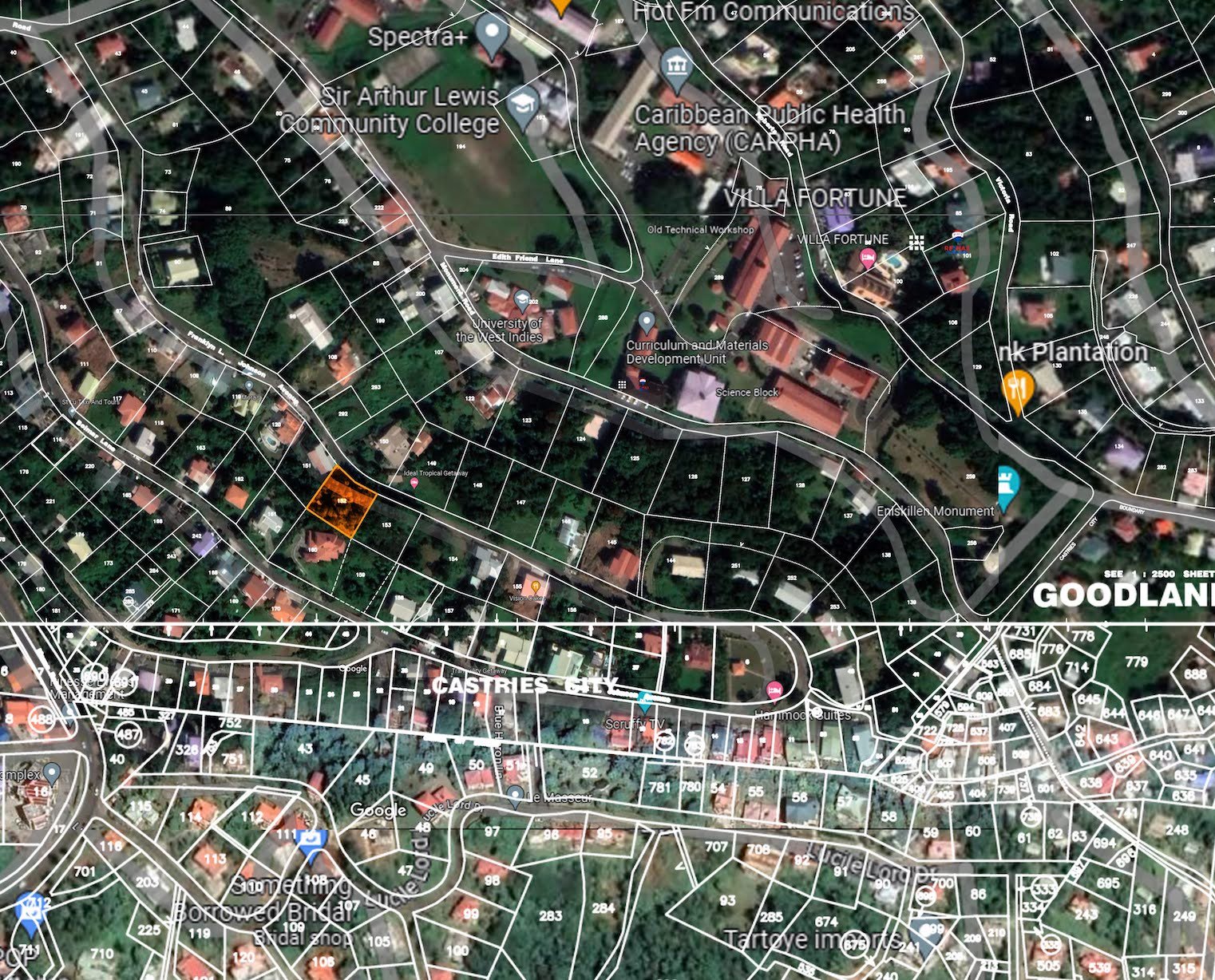Satellite View - Land for sale in Morne Fortune - Castries