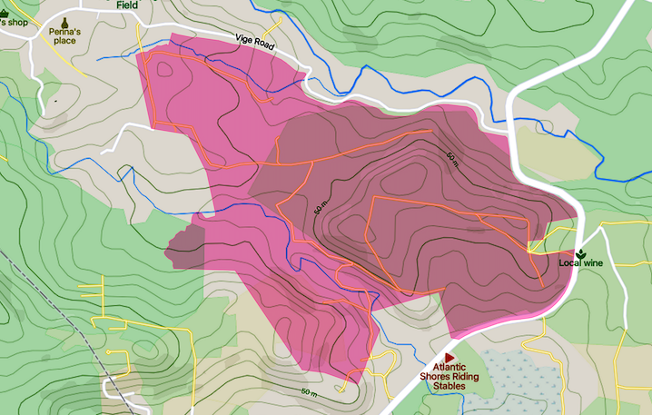 Topographical map of 472.7 Acres of Land for Sale in Micoud