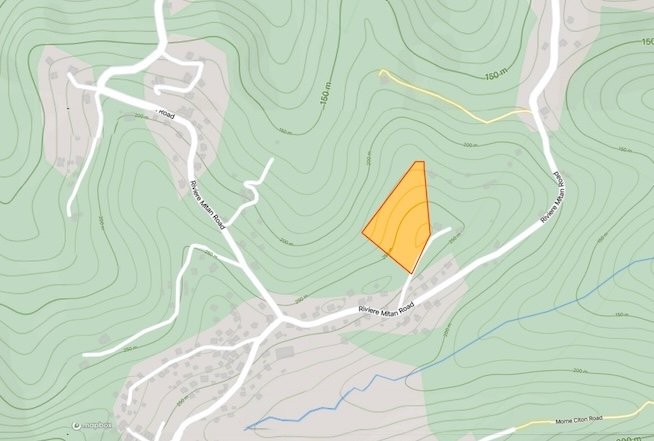 Topographical overlay - 4.99 Acres of Land For Sale in Desrameaux Saint Lucia